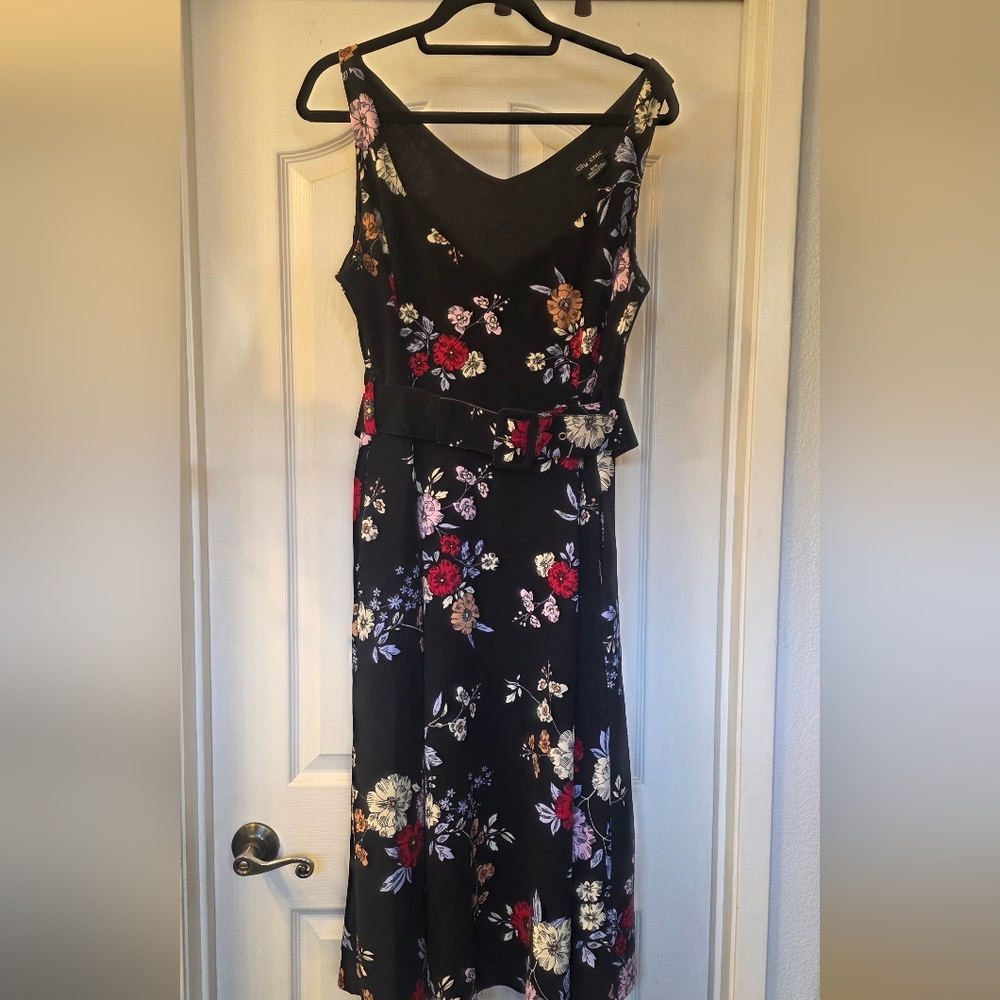 City Chic Black Floral Midi Dress